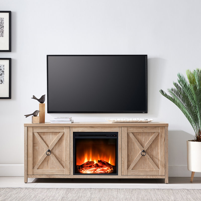Gracie Oaks Bacote TV Stand for TVs up to 65" with Electric Fireplace
